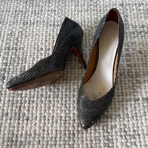 Martin Margiella Black, White and Blue Textured Heels